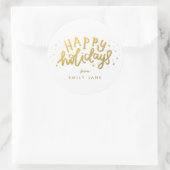 Happy Holidays Briefe Gold Foil Weihnachten Runder Aufkleber (Tasche)