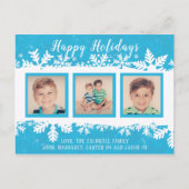 Happy Holidays Bright Blue Snowflakes 3 Foto Postkarte (Vorderseite)