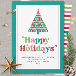 Happy Holidays Bright Fun Retro Weihnachtsbaum Feiertagskarte
