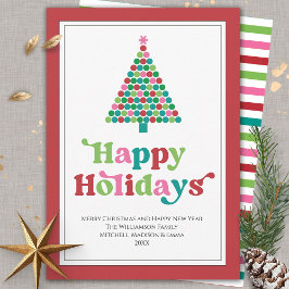 Happy Holidays Bright Fun Retro Weihnachtsbaum Feiertagskarte