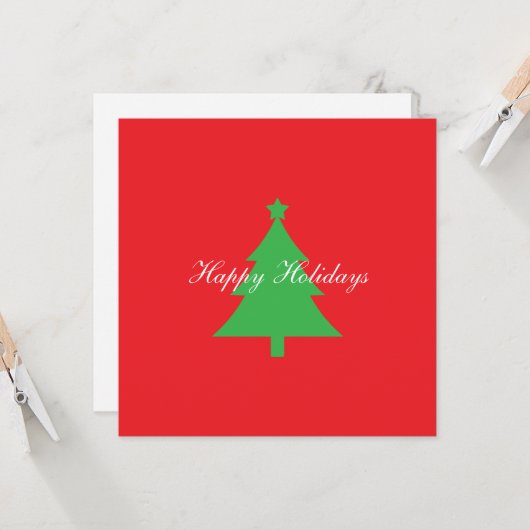 Happy Holidays Bright Red Christmas New Year Karte (Vorderseite/Rückseite Beispiel)