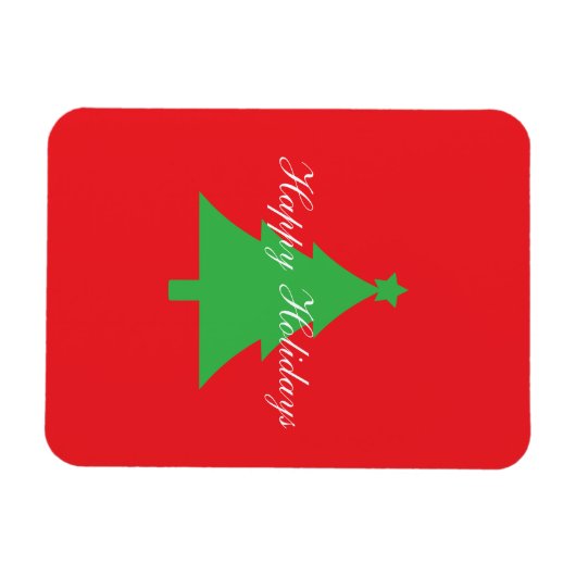Happy Holidays Bright Red Christmas New Year Magnet (Horizontal)