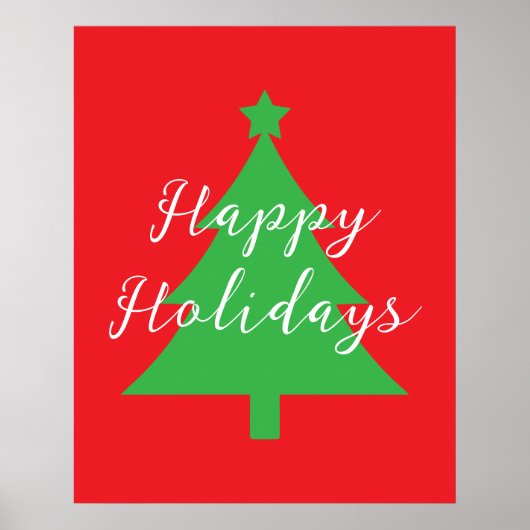 Happy Holidays Bright Red Christmas New Year Poster (Vorne)