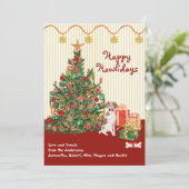 Happy Holidays Brittany Spanish Tree Presents (Stehend Vorderseite)