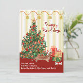 Happy Holidays Brown Dackel Tree präsentiert (Stehend Vorderseite)