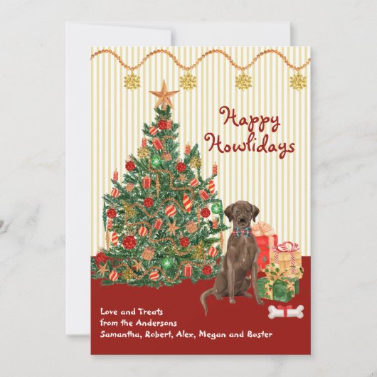 Happy Holidays Brown Labrador Retriever Tree (Vorderseite)