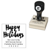 Happy Holidays Brush Handwriting Rücksendeadresse Gummistempel (Stempel)