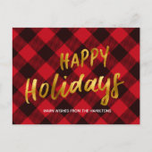 Happy Holidays Buffalo Kariert Gold Weihnachten (Vorderseite)