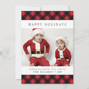Happy Holidays Buffalo Karierte Weihnachtskarte Feiertagskarte
