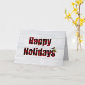 Happy Holidays Büffel kariert und Vogel Karte (Gelbe Blume)