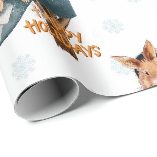 Happy Holidays Bunny Geschenkpapier (Rolleneckpunkt)