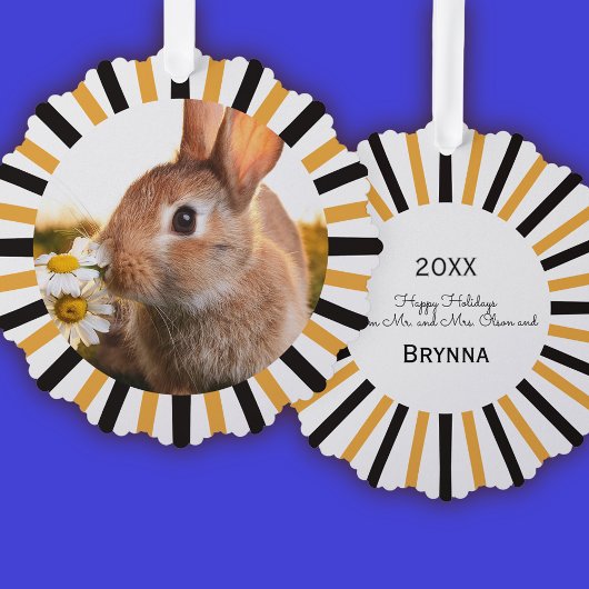 Happy Holidays Bunny Rabbit Ornament Karte