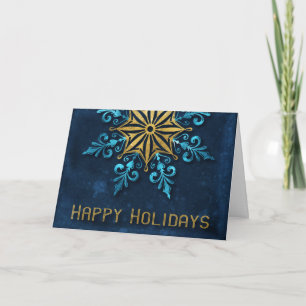 Happy Holidays Business Corporate Snowflake Modern Karte