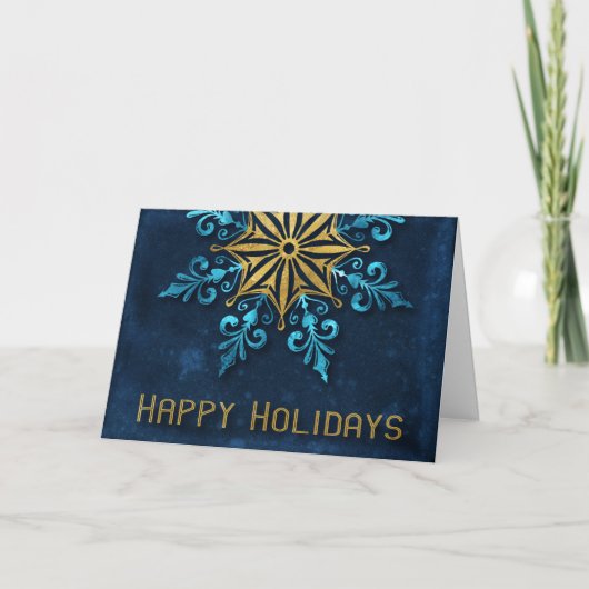 Happy Holidays Business Corporate Snowflake Modern Karte (Vorderseite)