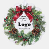 Happy Holidays Business Logo Bulk Budget Custumer Ornament Karte (Rückseite)