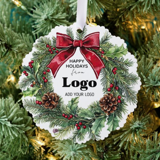 Happy Holidays Business Logo Bulk Budget Custumer Ornament Karte (Insitu (Baum))