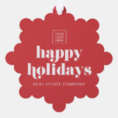 Happy Holidays Business Logo Modern einfach Ornament Karte (Rückseite)