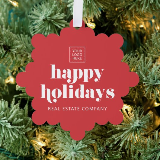 Happy Holidays Business Logo Modern einfach Ornament Karte (Insitu (Baum))