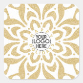 Happy Holidays Business Logo Snowflake Gold Quadratischer Aufkleber (Vorderseite)
