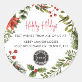 Happy Holidays Business Logo Weihnachten Runder Aufkleber (Vorderseite)