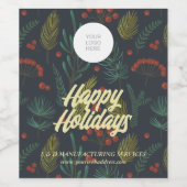 Happy Holidays Business Winter Botanisch Weinetikett (Einzelnes Label)