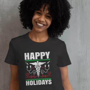 Happy Holidays Caduceus Medical Theme Weihnachten T-Shirt