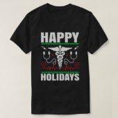 Happy Holidays Caduceus Medical Theme Weihnachten T-Shirt (Design vorne)