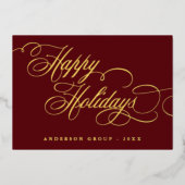 Happy Holidays Calligrafy Corporate Gruß Folieneinladung (Vorderseite)
