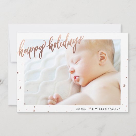 Happy Holidays Calligrafy Foil Card Feiertagskarte (Vorderseite)