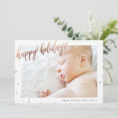 Happy Holidays Calligrafy Foil Card Feiertagskarte (Stehend Vorderseite)