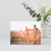 Happy Holidays Calligraphy Christmas Foto Feiertagspostkarte (Stehend Vorderseite)