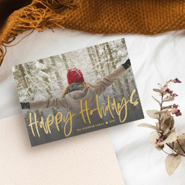 Happy Holidays Calligraphy Gold Foto Weihnachten