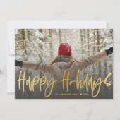 Happy Holidays Calligraphy Gold Foto Weihnachten (Vorderseite)