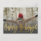 Happy Holidays Calligraphy Gold Foto Weihnachten P Postkarte (Vorderseite)