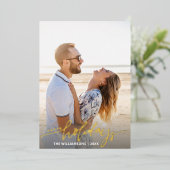 Happy Holidays Calligraphy Script 2 Fotos Gold Folieneinladung (Stehend vorne)