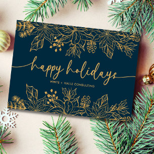 Happy Holidays Calligraphy Script Business   Gold Feiertagskarte