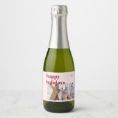 Happy Holidays Candy Cane Foto Schaumweinetikett (Vorderseite)