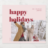 Happy Holidays Candy Cane Foto Schaumweinetikett (Einzelnes Label)