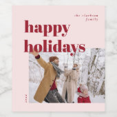 Happy Holidays Candy Cane Foto Weinetikett (Einzelnes Label)