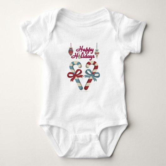 Happy Holidays Candy Cane Heart Baby Strampler (Vorderseite)