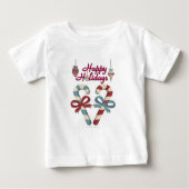 Happy Holidays Candy Cane Heart Baby T-shirt (Vorderseite)