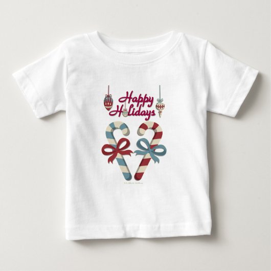 Happy Holidays Candy Cane Heart Baby T-shirt (Vorderseite)