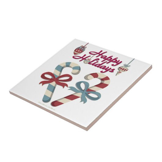 Happy Holidays Candy Cane Heart Fliese (Seite)