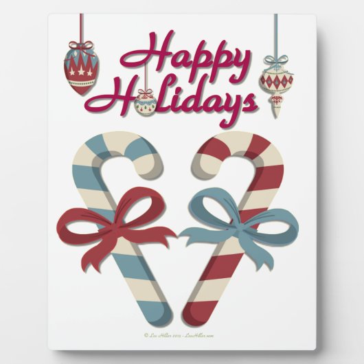 Happy Holidays Candy Cane Heart Fotoplatte (Vorderseite)