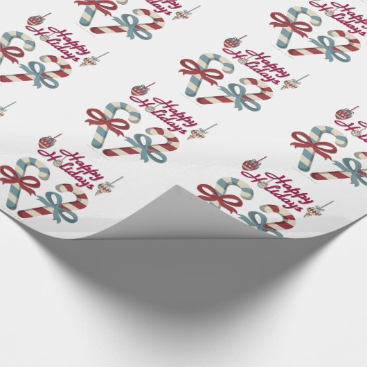 Happy Holidays Candy Cane Heart Geschenkpapier (Ecke)