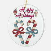 Happy Holidays Candy Cane Heart Keramikornament (Links)