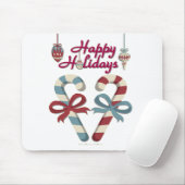 Happy Holidays Candy Cane Heart Mousepad (Mit Mouse)