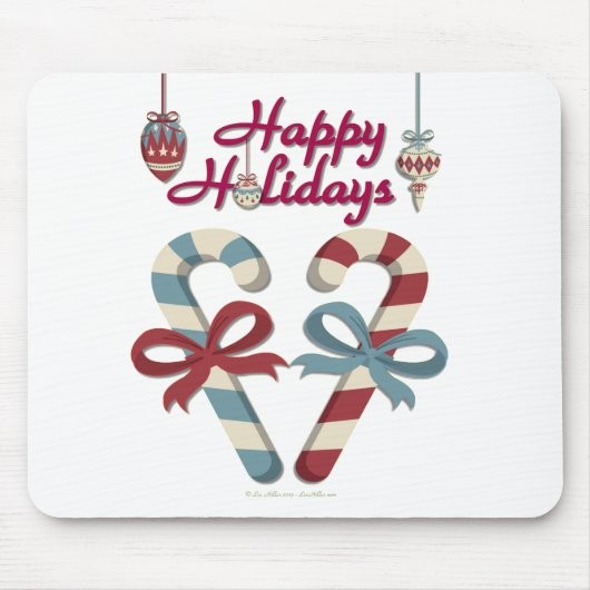 Happy Holidays Candy Cane Heart Mousepad (Vorne)