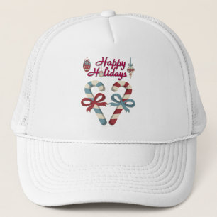 Happy Holidays Candy Cane Heart Truckerkappe