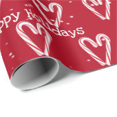 Happy Holidays Candy Cane mit Schneeflocken Geschenkpapier (Rolleneckpunkt)